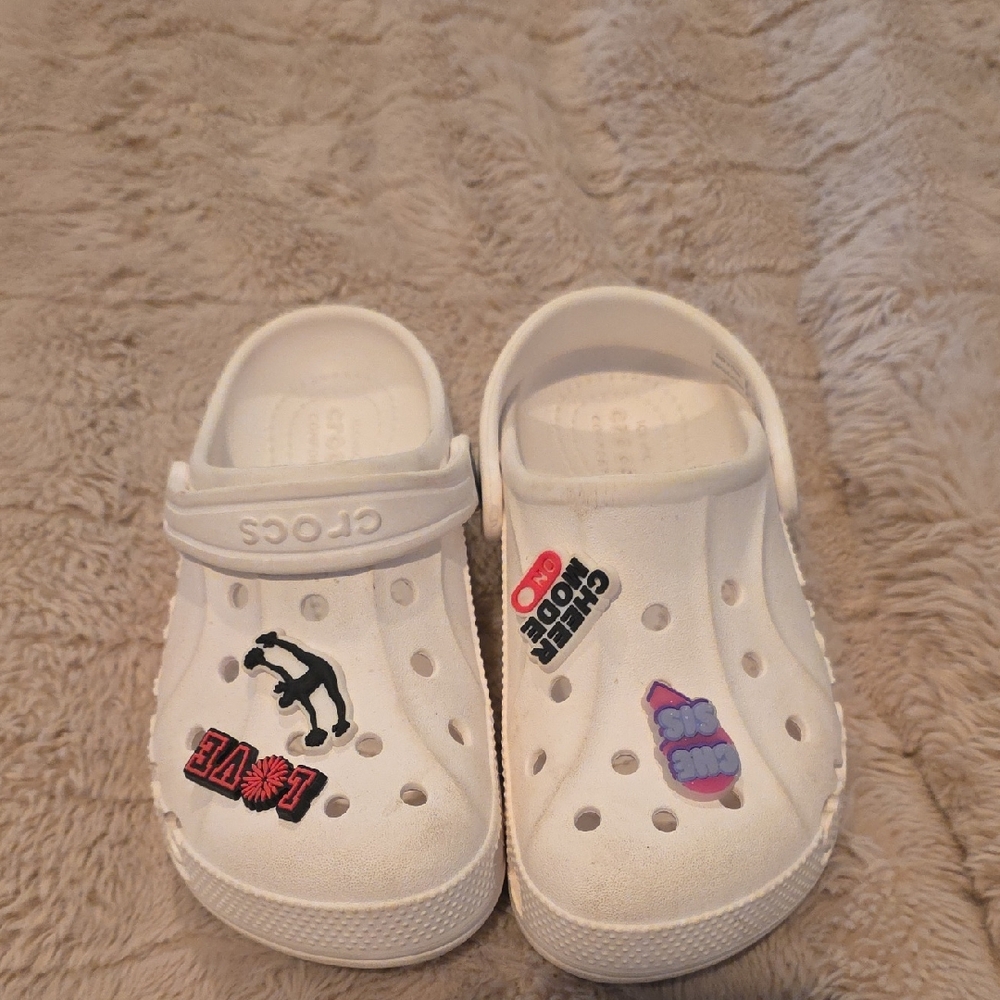 CROCS Kids White Sandals with Fun Charms